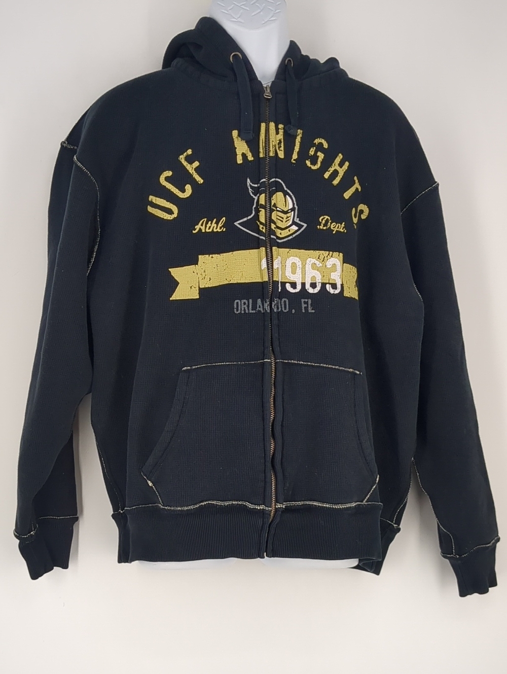 UCF Knights Black & Gold Fleece Lined Heavy Hooded Zip Sweatshirt XL